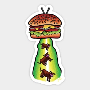 UFO Cow Abduction Sticker